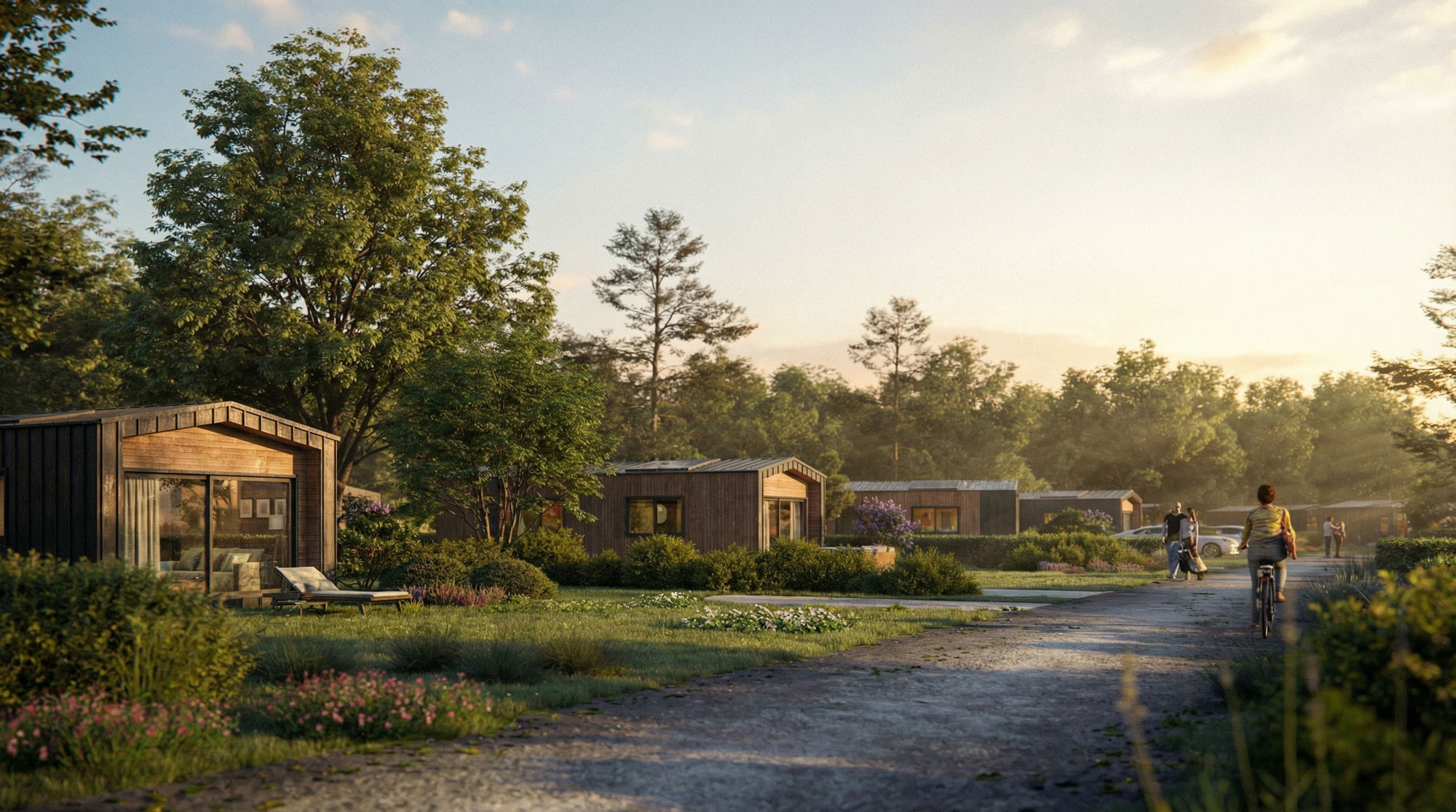 Visualisierung der autofreien Erschließung und Stellplatzsituation des Areals